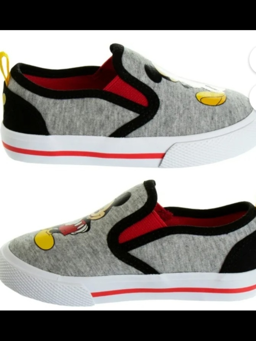 Josmo Grey, Black & Red Mickey Slip-On Sneakers